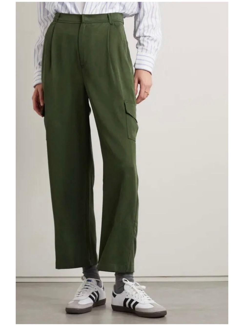 Reformation Women’s Sz 4 Olive Green Pants High Rise Twill Jackson Cargo Tencel